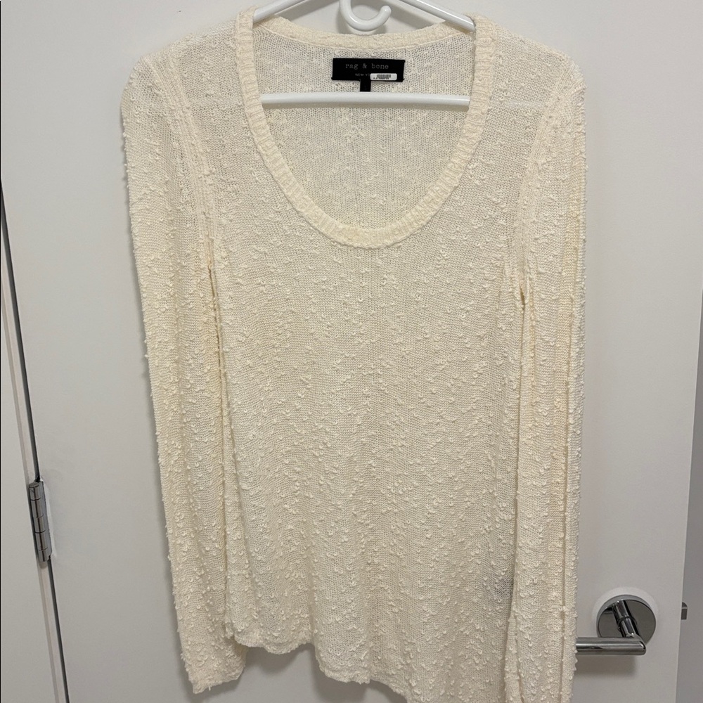 Rag & Bone Off-White Asymmetrical Knit Top/ lightweight/  Size S
